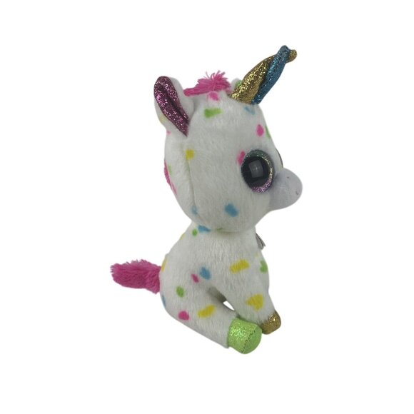 Ty Beanie Boos Harmonie Unicorn 7" Plush Rainbow Polka Dots Glitter Eyes w/Tags - Picture 2 of 9